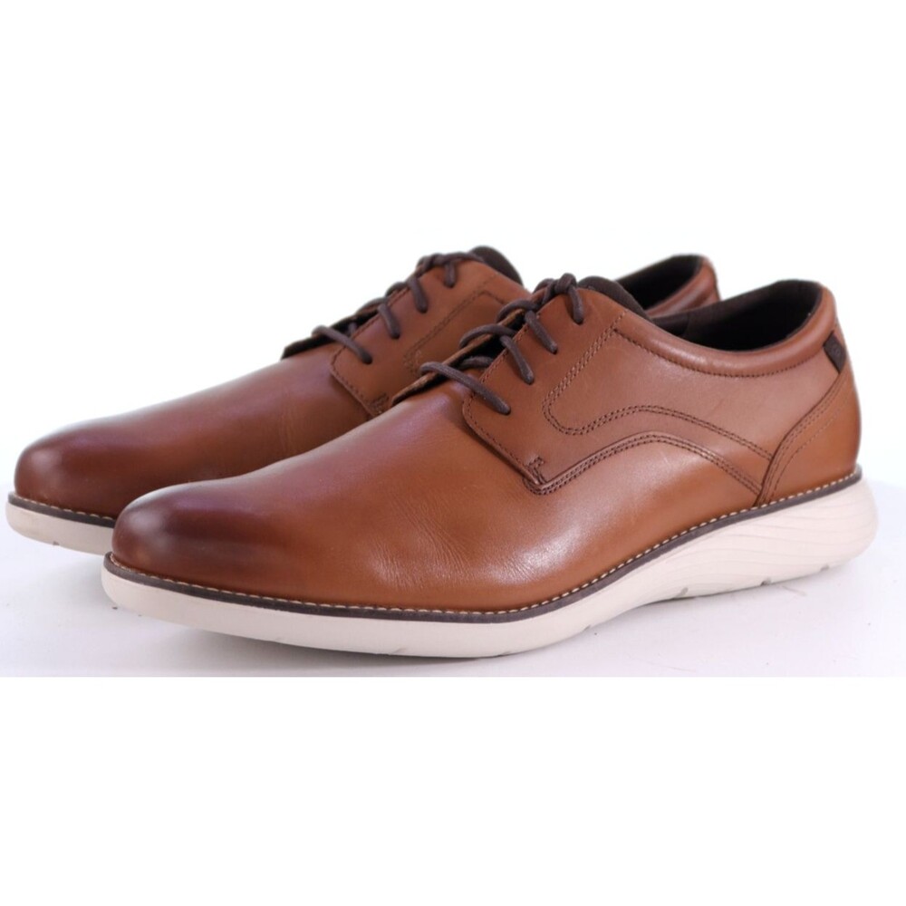 Rockport Garett Men's Plain Toe Dress Shoes Size 14 M Leather Tan EUC